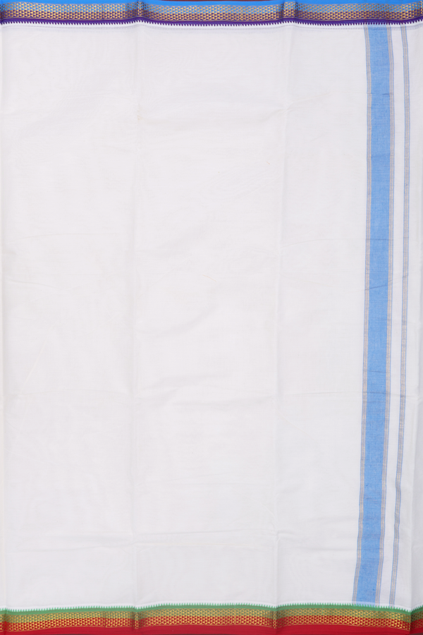 Ganga Jamuna Border White Cotton Dhoti With Angavastram Set