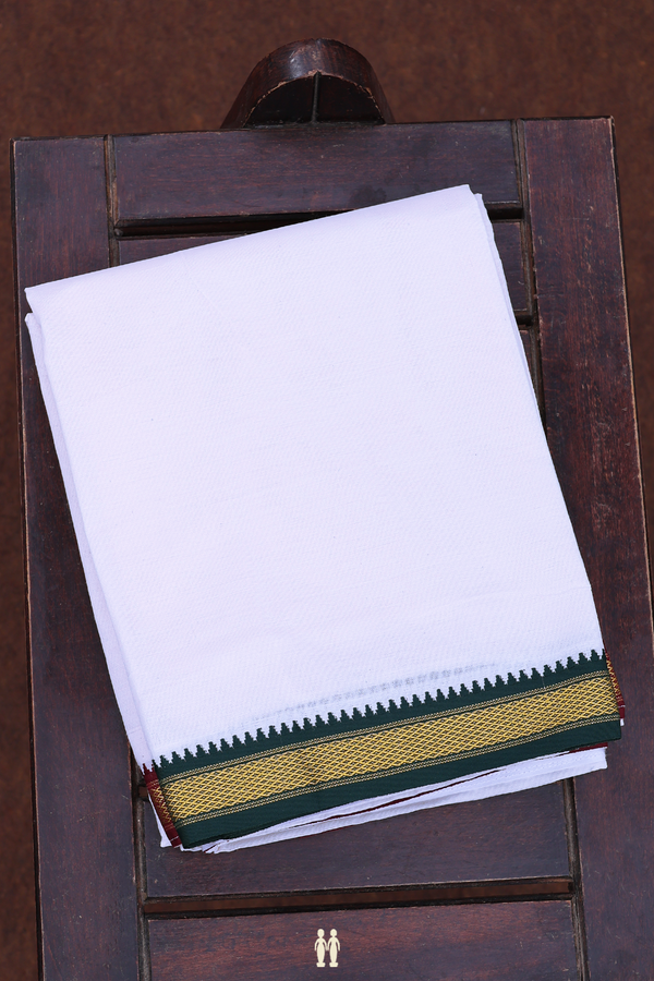 Ganga Jamuna Border White Cotton Velcro Dhoti