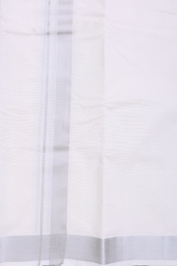 Zari Border White Cotton Dhoti