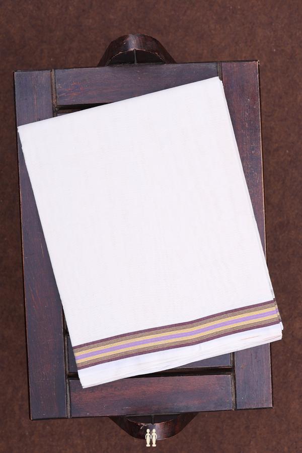 Contrast Border White Cotton Dhoti