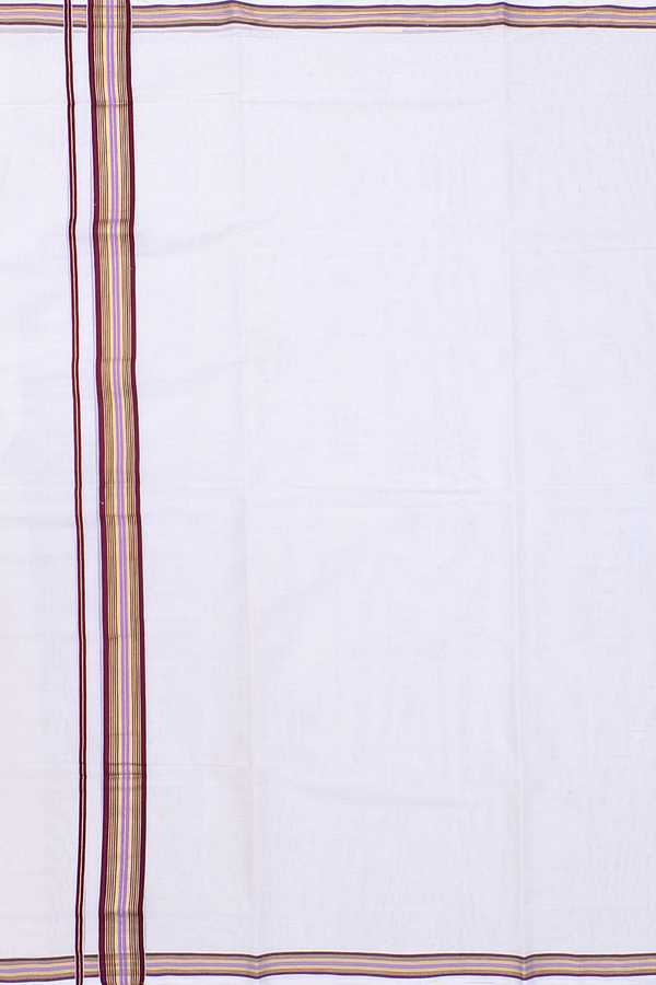 Contrast Border White Cotton Dhoti
