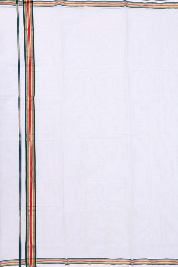 Contrast Border White Cotton Dhoti