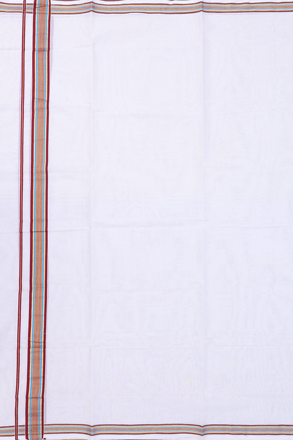 Contrast Border White Cotton Dhoti