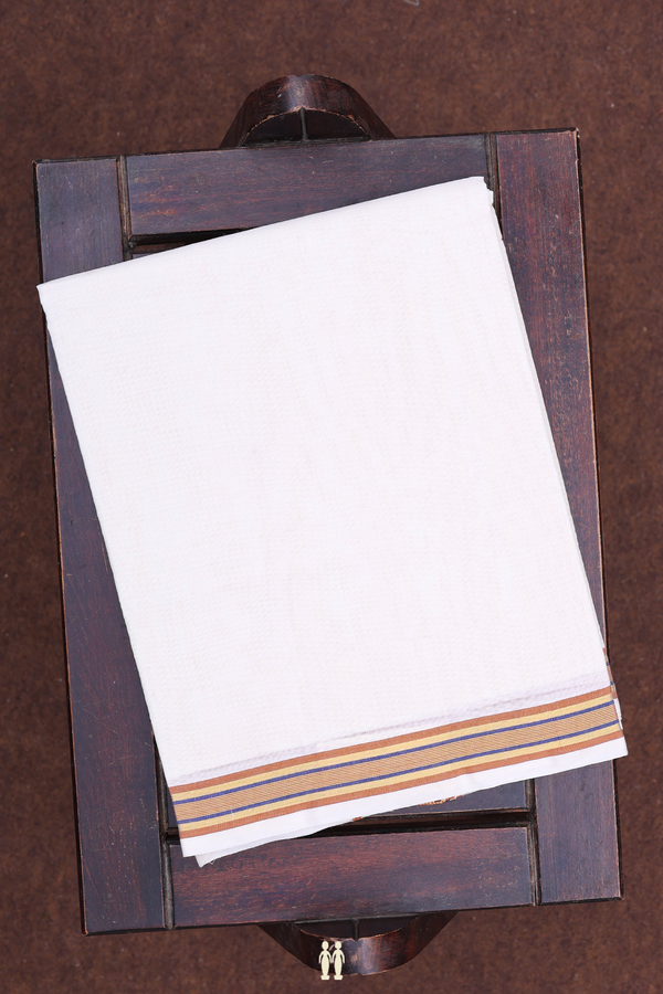 Contrast Border White Cotton Dhoti
