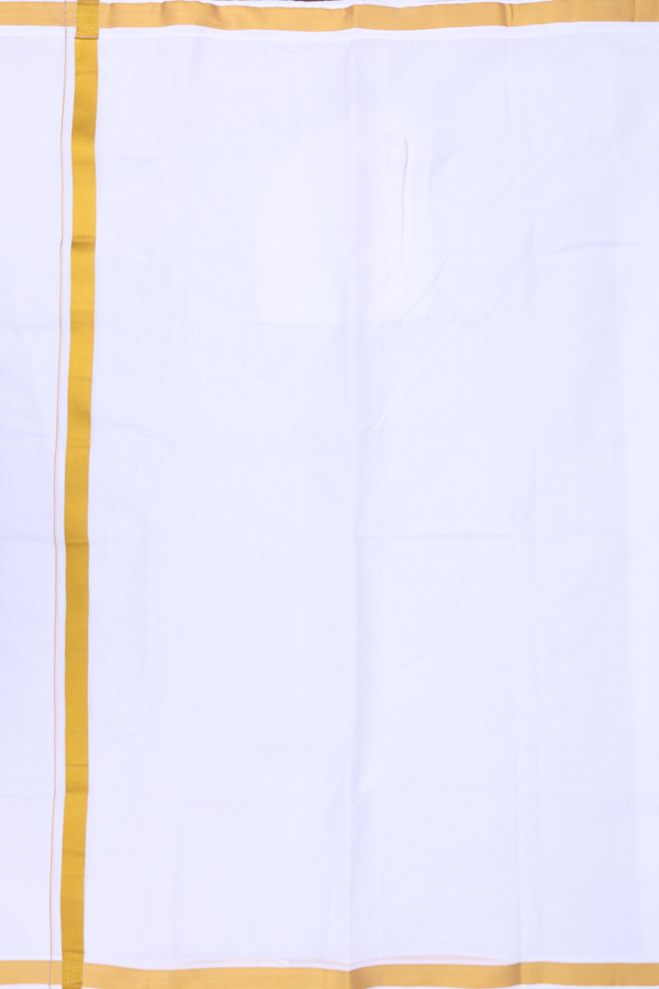 Zari Border White Cotton Velcro Dhoti