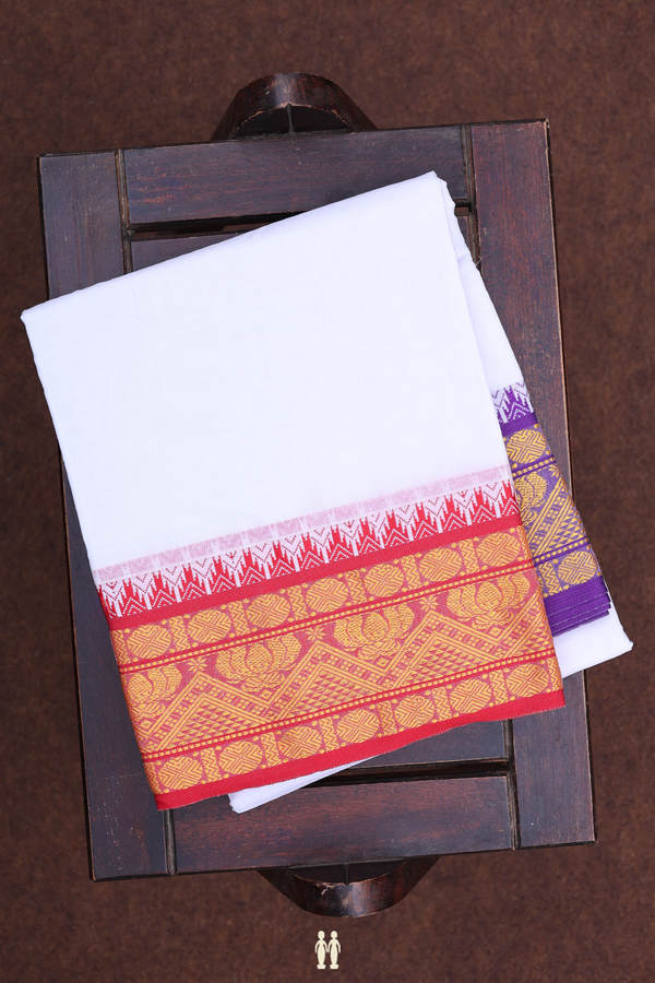 Ganga Jamuna Border White Cotton Dhoti With Angavastram Set