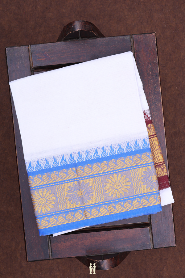 Ganga Jamuna Border White Cotton Dhoti With Angavastram Set