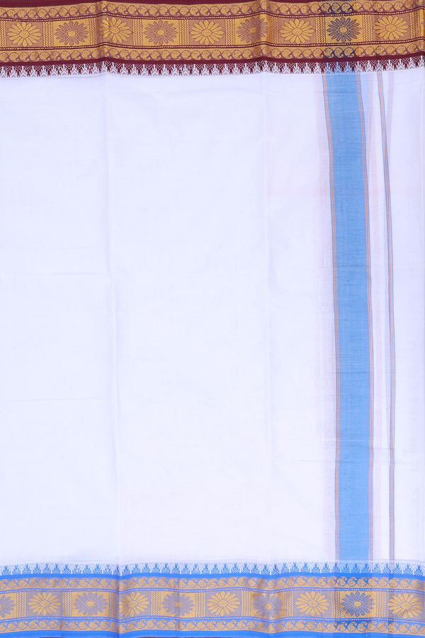 Ganga Jamuna Border White Cotton Dhoti With Angavastram Set