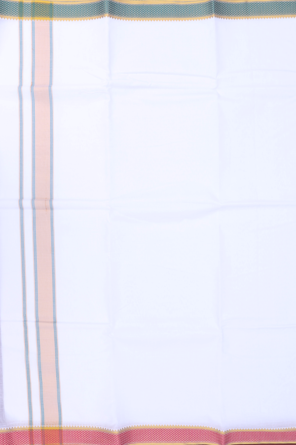 Ganga Jamuna Border White Cotton Dhoti With Angavastram Set