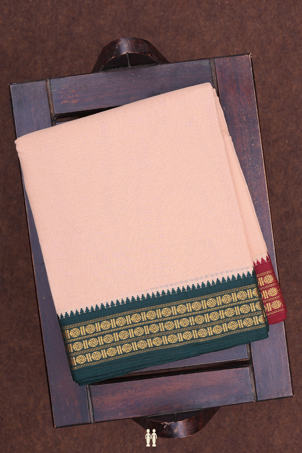 Ganga Jamuna Border Orange Cotton Dhoti With Angavastram Set