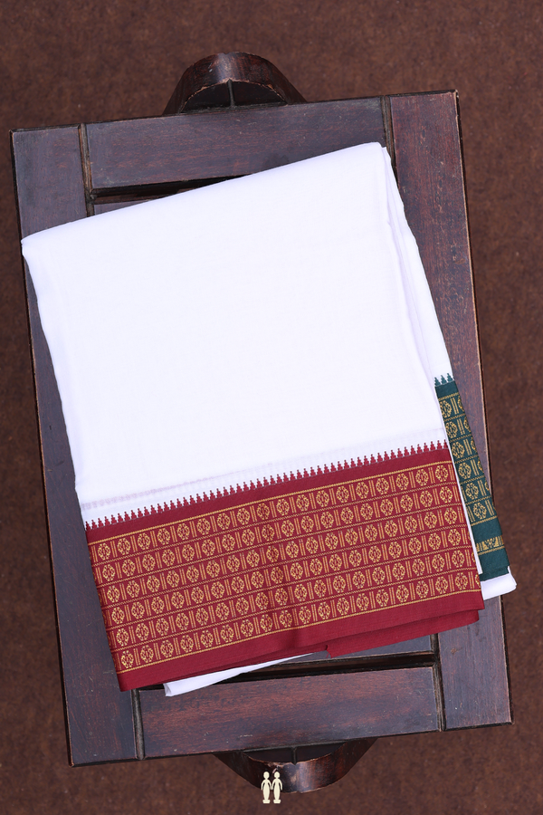 Ganga Jamuna Border White Cotton Dhoti With Angavastram Set