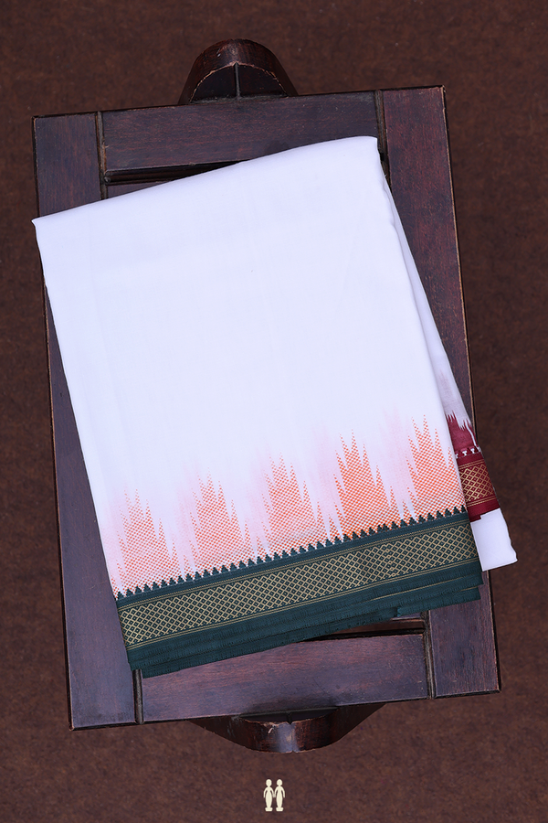 Ganga Jamuna Border White Cotton Dhoti With Angavastram Set