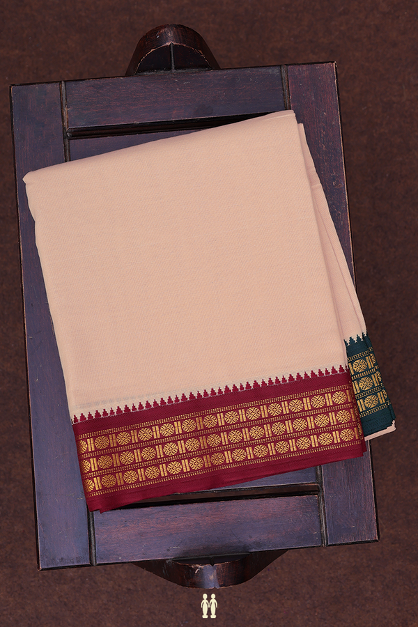 Ganga Jamuna Border Brown Cotton Dhoti With Angavastram Set