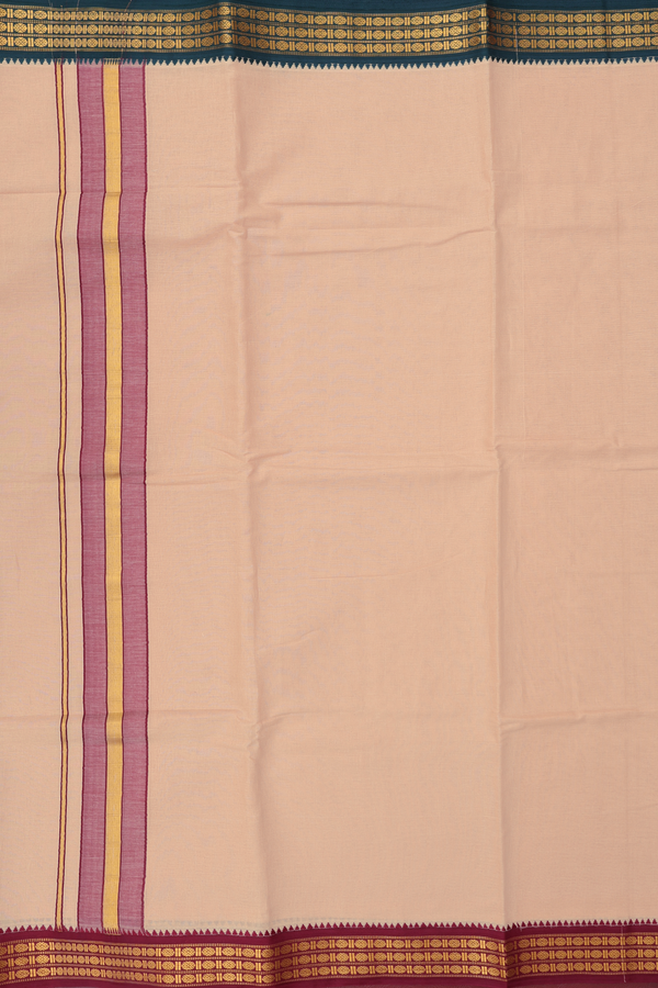 Ganga Jamuna Border Brown Cotton Dhoti With Angavastram Set