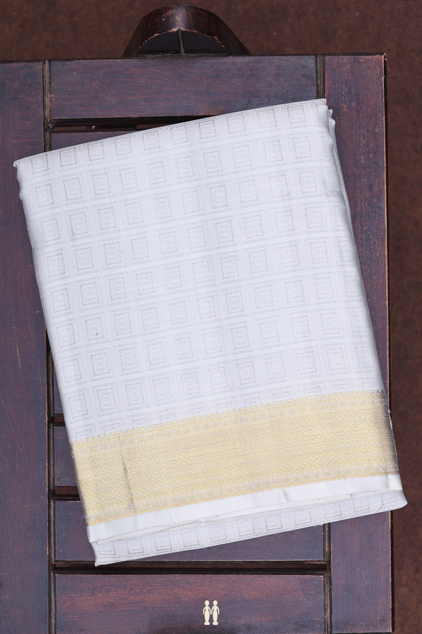 Threadwork Design Grey Silk Dhoti With Angavastram Set