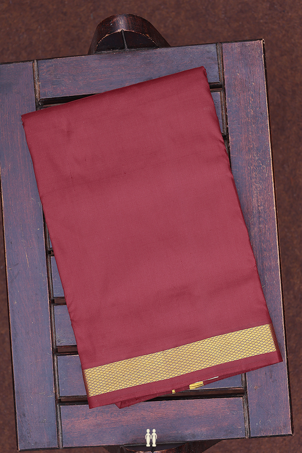 Zari Border Burgundy Red Silk Dhoti With Angavastram Set