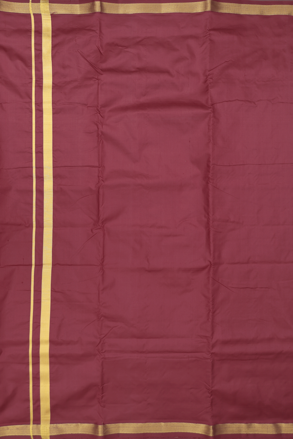Zari Border Burgundy Red Silk Dhoti With Angavastram Set