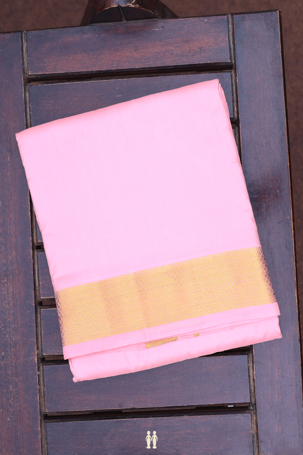 Zari Border Pink Silk Dhoti With Angavastram Set