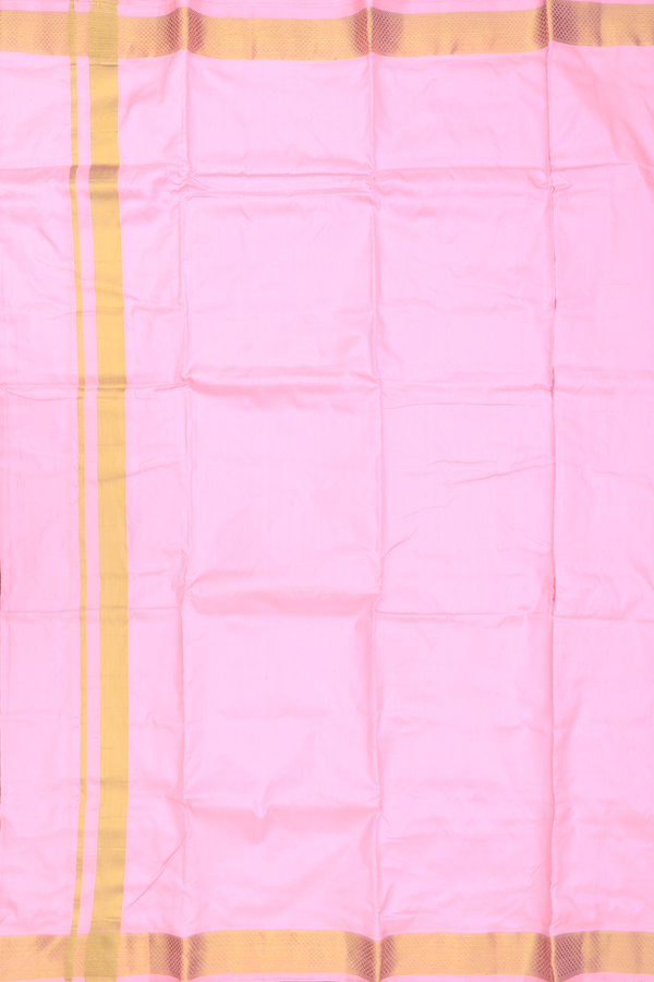 Zari Border Pink Silk Dhoti With Angavastram Set