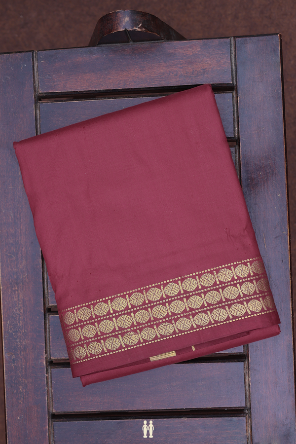 Rudraksh Border Maroon Silk Dhoti With Angavastram Set