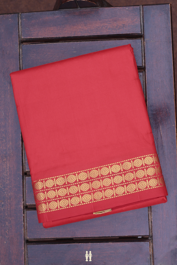 Rudraksh Border Scarlet Red Dhoti With Angavastram Set