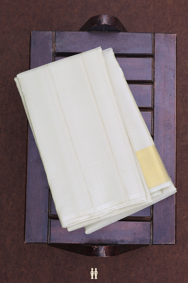 Zari Border Cream Color Silk Dhoti With Shirt Material