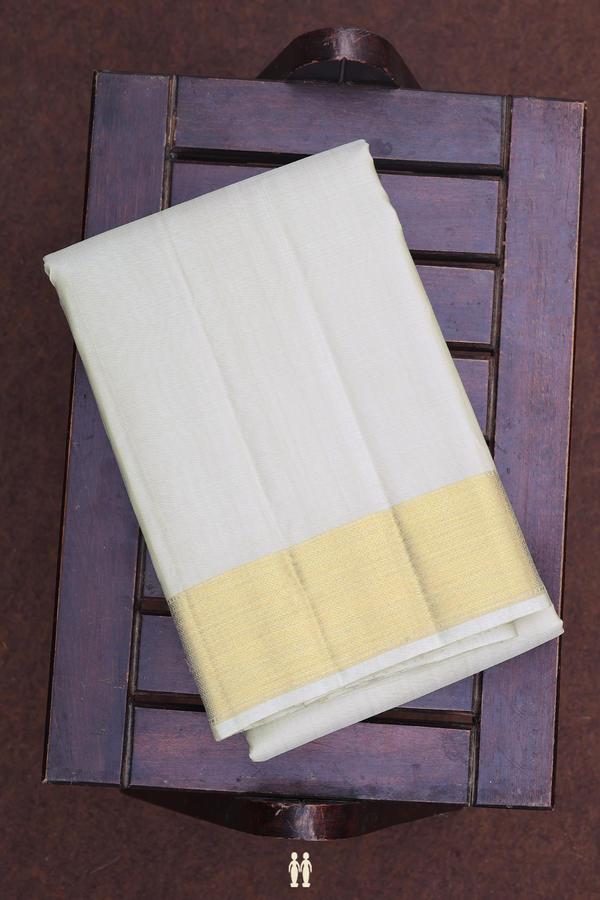 Zari Border Cream Color Silk Dhoti With Shirt Material