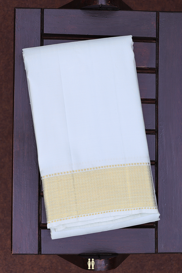 Zari Border Pastel Blue Silk Dhoti With Shirt Material