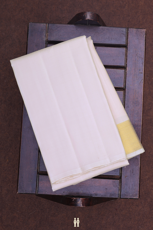 Zari Border Cream Color Silk Dhoti With Shirt Material