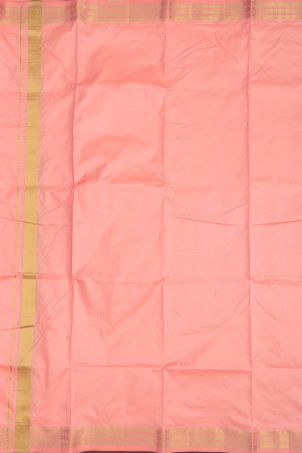 Rudraksh Border Peach Silk Dhoti With Angavastram Set