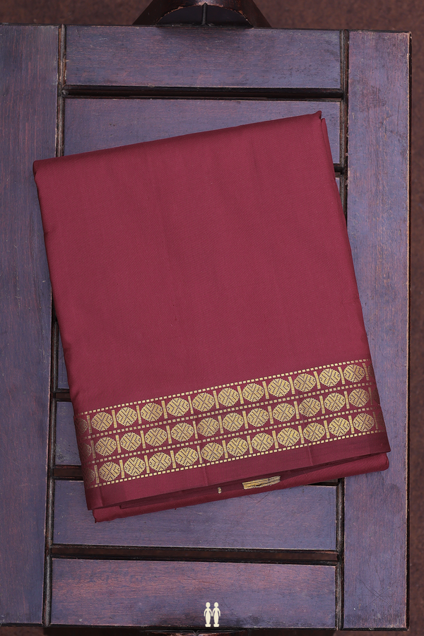 Rudraksh Border Maroon Silk Dhoti With Angavastram Set