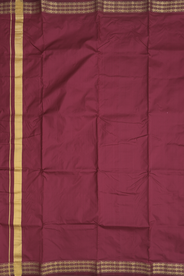 Rudraksh Border Maroon Silk Dhoti With Angavastram Set