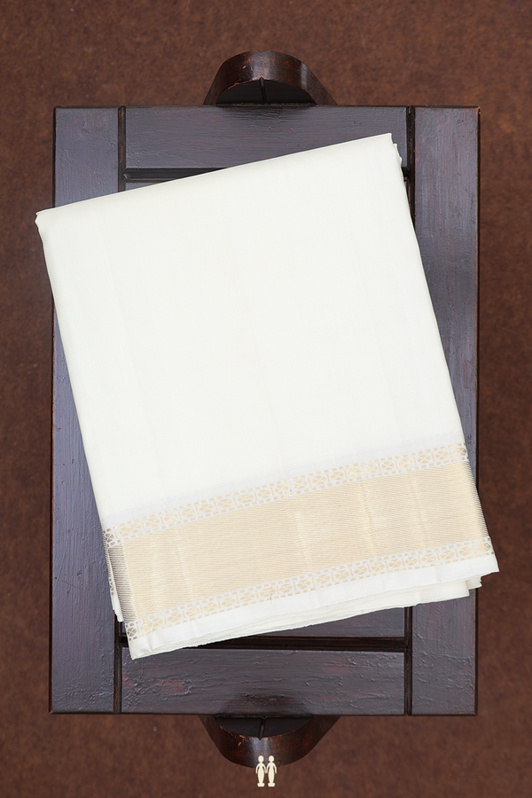 Zari Border White Silk Dhoti With Shirt Material