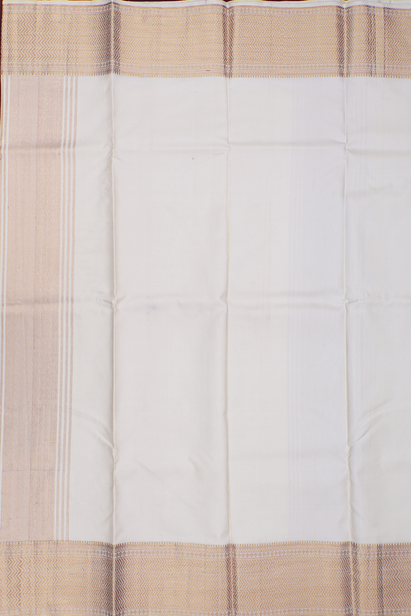 Zari Border White Silk Dhoti With Angavastram Set