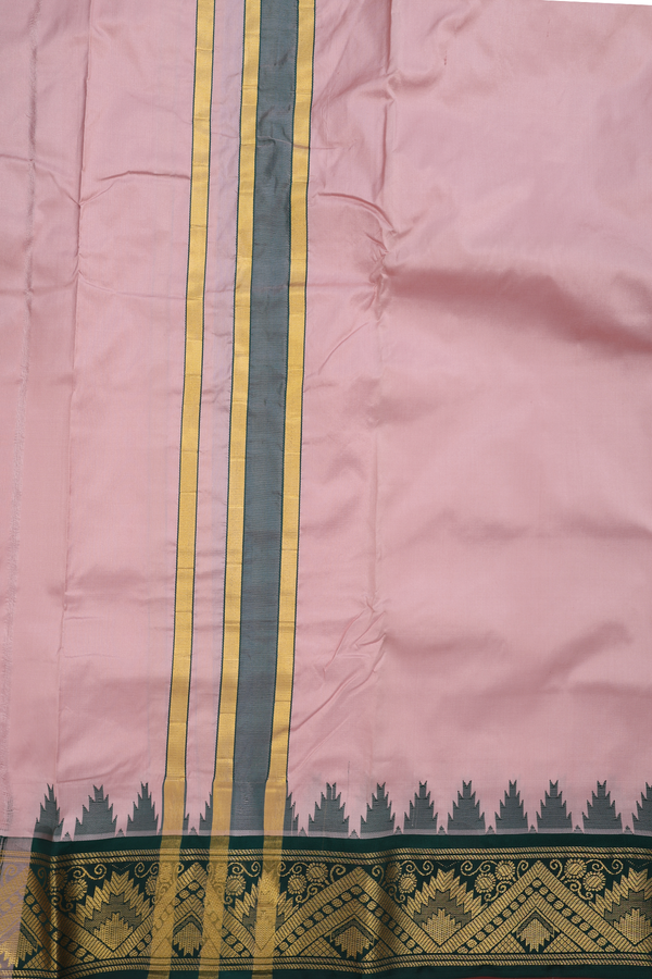 Ganga Jamuna Border Brown Silk Dhoti With Angavastram Set