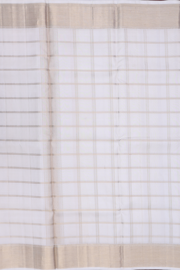 Checks Design White Silk Dhoti With Shirt Material
