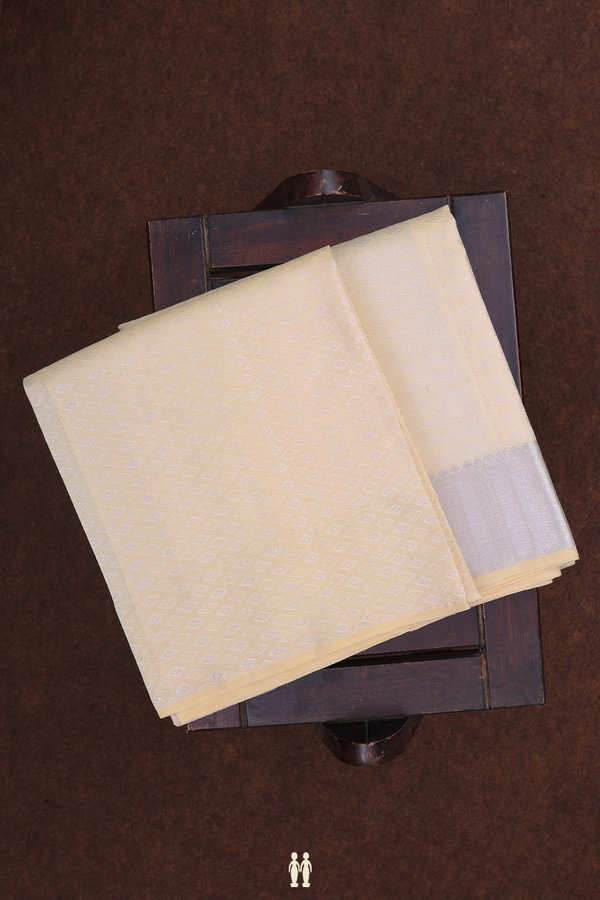 Diamond Design Pale Orange Silk Dhoti With Shirt Material