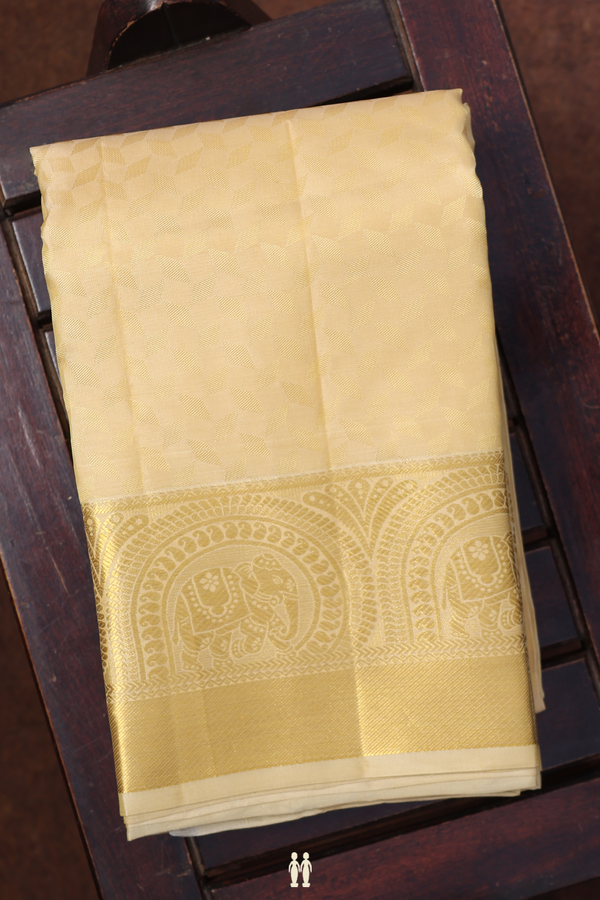 Zari Border Yellow Tissue Silk Dhoti With Shirt Material