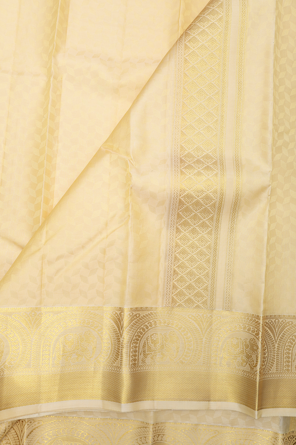 Zari Border Yellow Tissue Silk Dhoti With Shirt Material