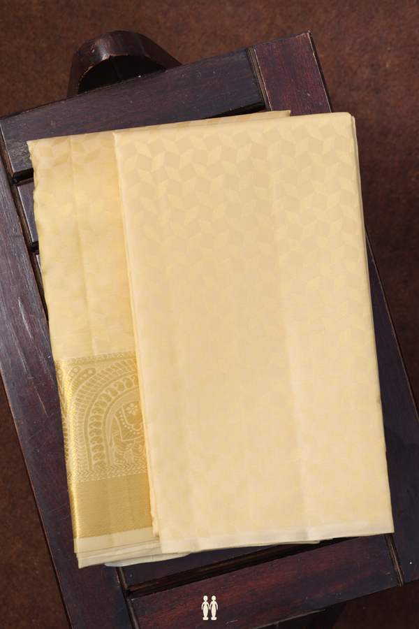 Zari Border Yellow Tissue Silk Dhoti With Shirt Material