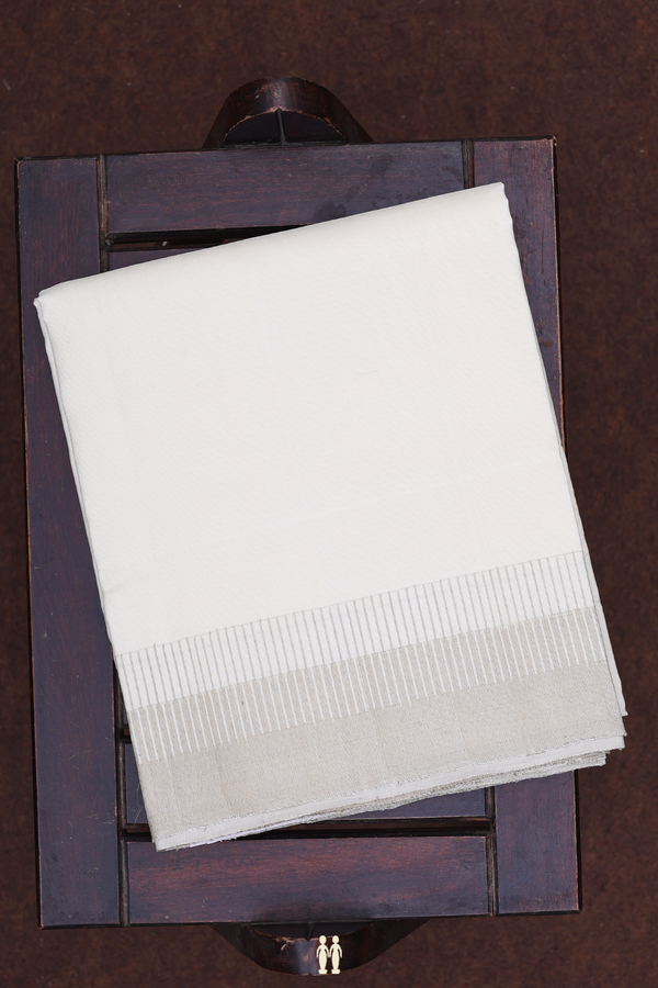 Seepu Rekku Border Off White Silk Dhoti With Shirt Material