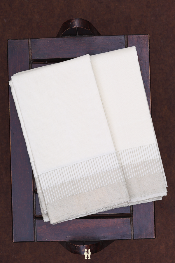 Seepu Rekku Border Off White Silk Dhoti With Shirt Material