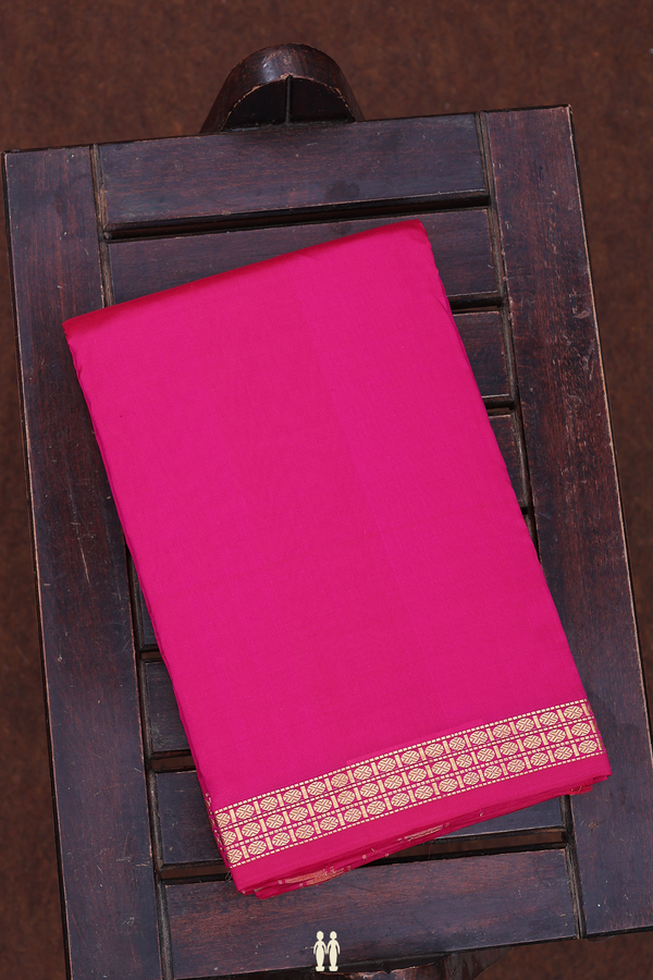 Zari Border Rani Pink Silk Dhoti With Angavastram Set