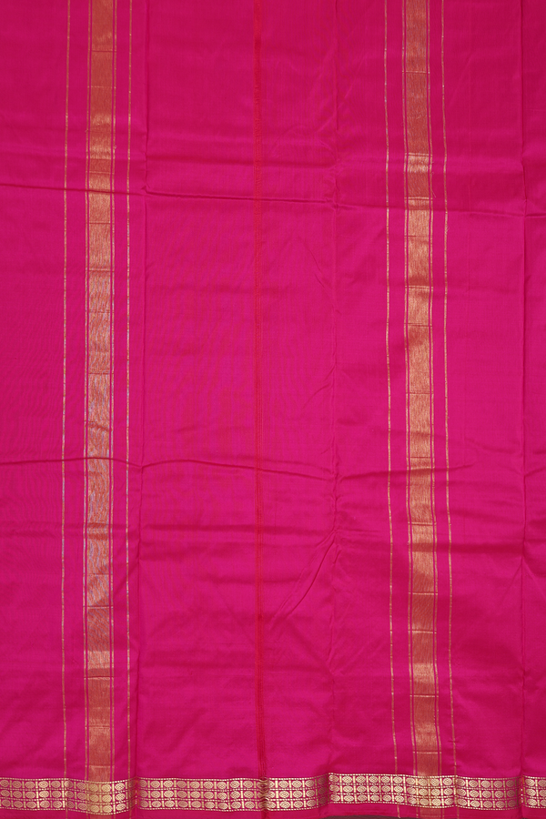 Zari Border Rani Pink Silk Dhoti With Angavastram Set