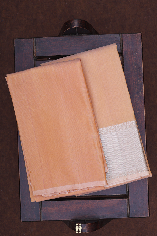 Twill Weave Border Brown Silk Dhoti With Shirt Material