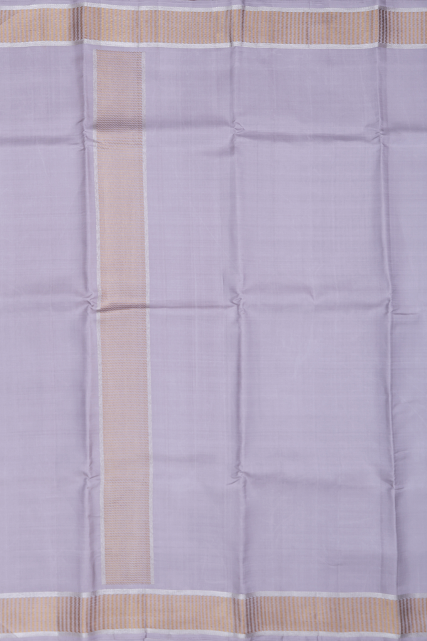 Zari Border Grey Silk Dhoti With Angavastram Set