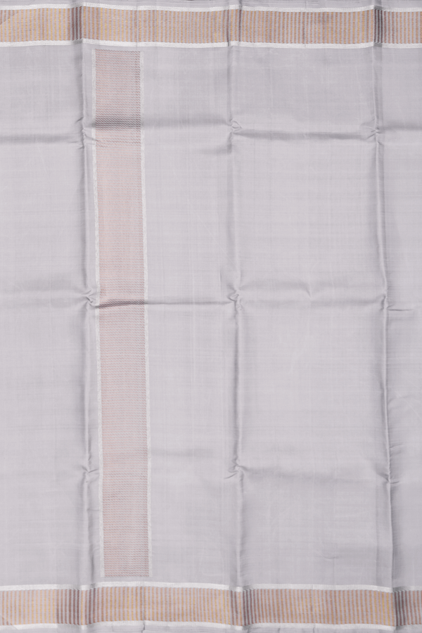 Zari Border Grey Silk Dhoti With Angavastram Set