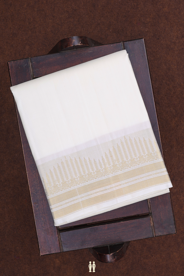 Zari Border White Silk Dhoti With Shirt Material