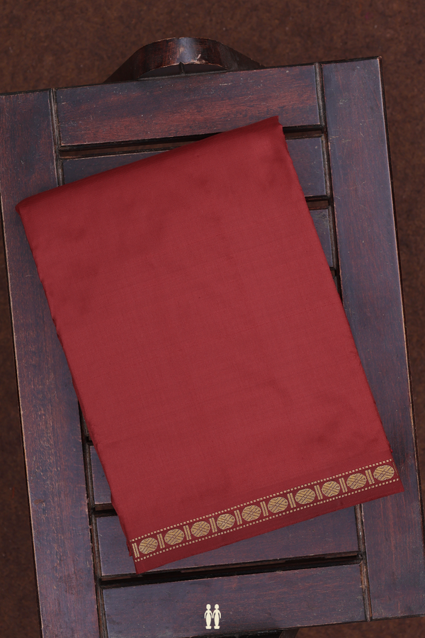 Rudraksh Border Ruby Red Silk Dhoti With Angavastram Set