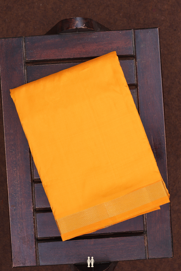 Zari Border Orange Silk Dhoti With Angavastram Set